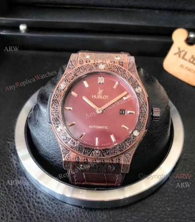 Replica Hublot BIG BANG Automatic Watch - Brown Gummy Strap